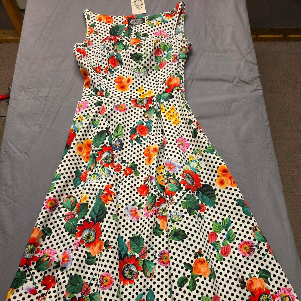 Polka Dot Floral Pin-up A-line dress